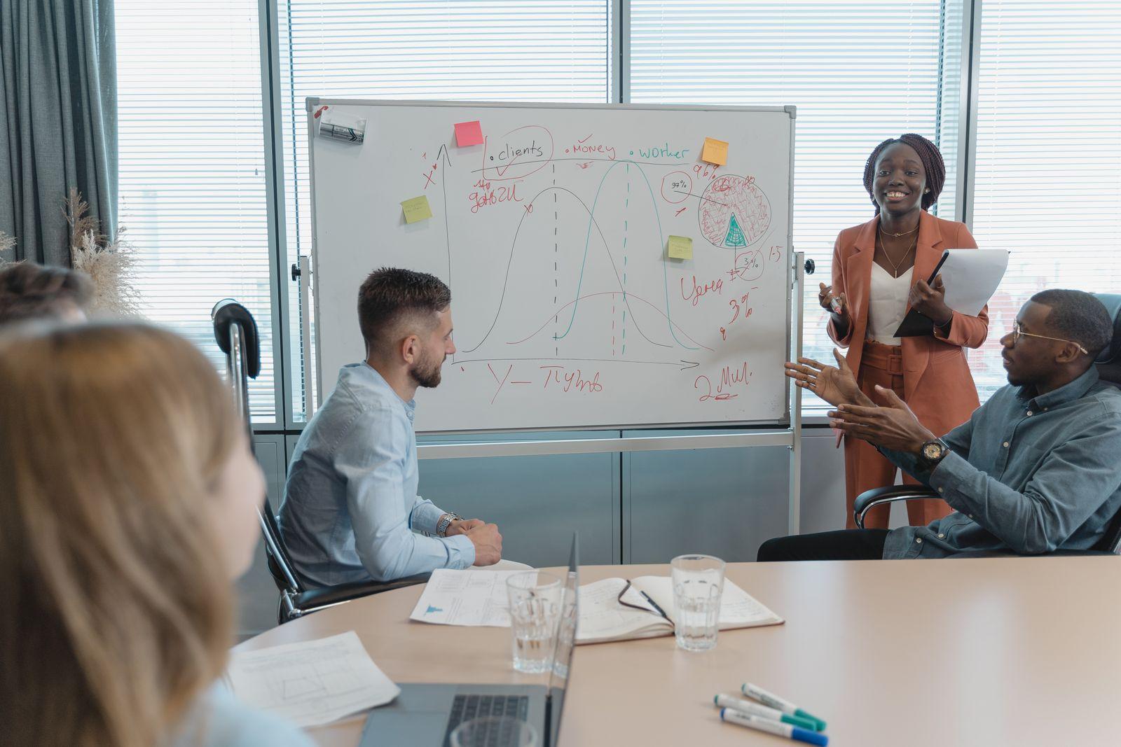 A team mapping out use cases and priorities on a whiteboard during a planning session